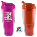 22 oz Acrylic Double Wall Travel Chiller with Flip Lid & Straw, Tangerine, 4 color process